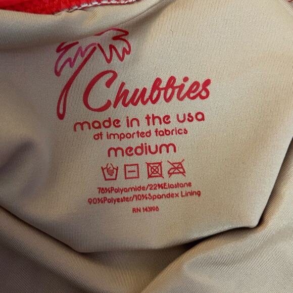 Chubbies Red Low Back One Piece Swimsuit Bathing Suit Size Medium - Picture 3 of 3